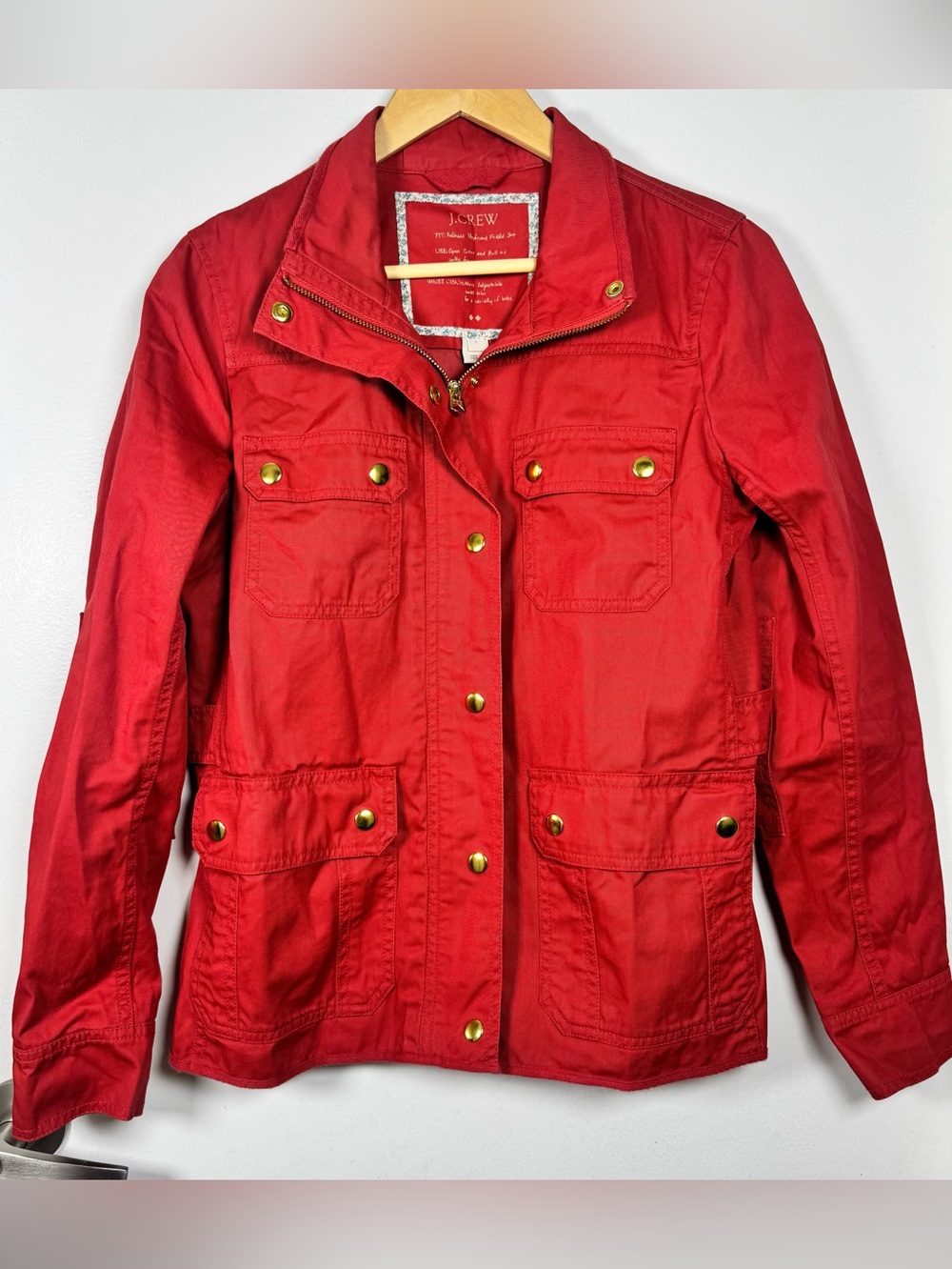 J.Crew Relaxed Boyfriend Waxed Red Field Jacket Women’s Small Liberty Of London